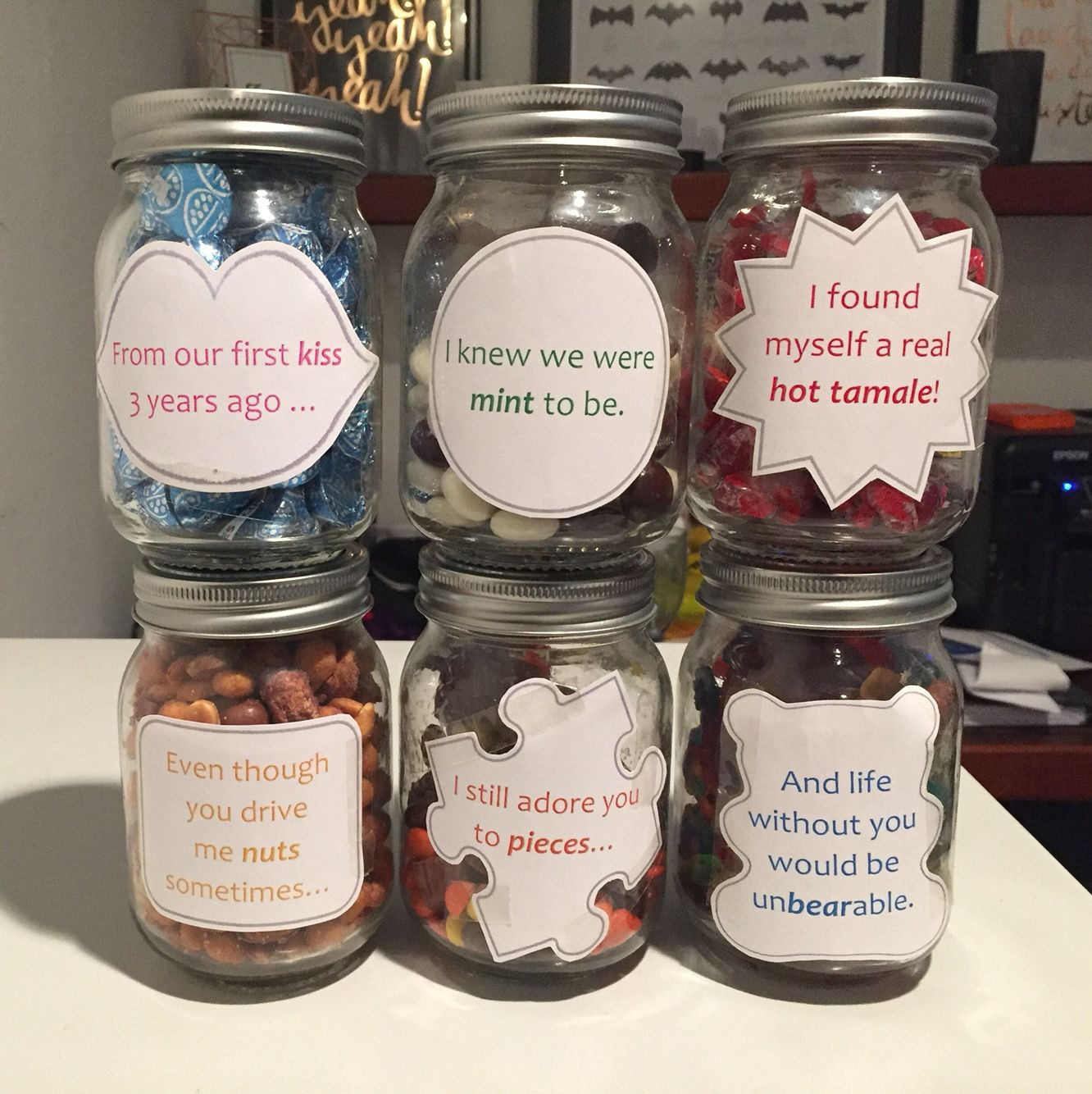 Jar Gift Ideas For Boyfriend
 Anniversary t candy message love jars