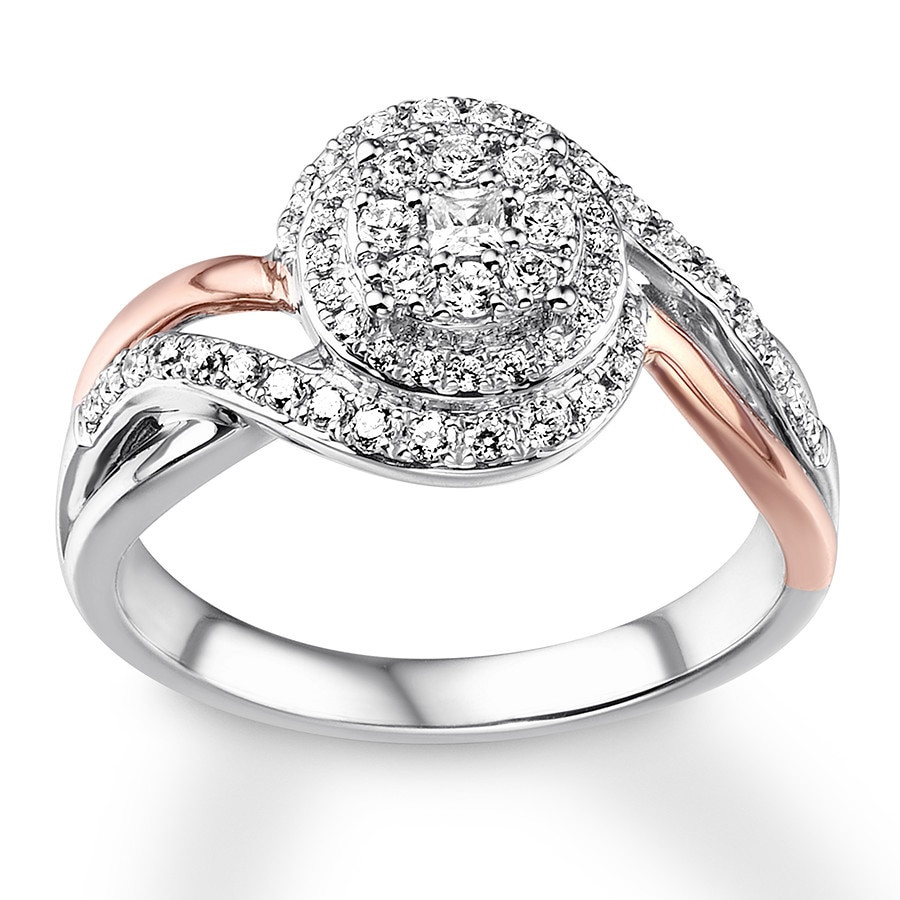 Jared Princess Cut Engagement Ring
 Diamond Engagement Ring 1 2 cttw Princess cut 14K Two Tone