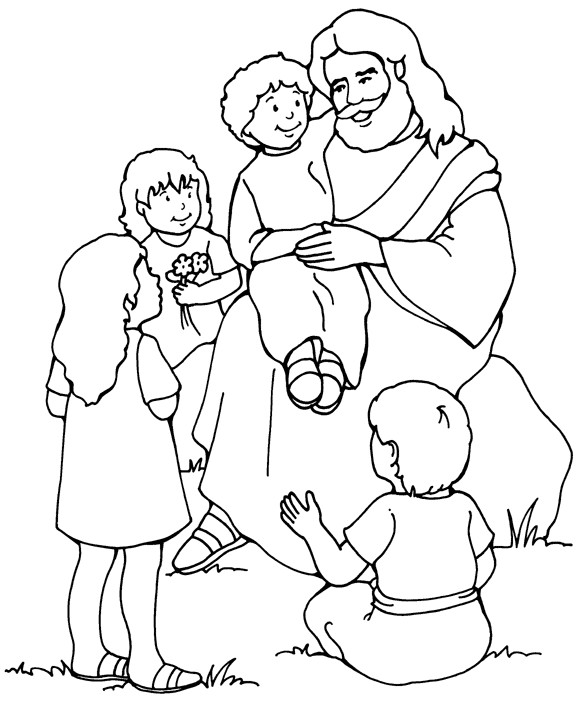 Jesus And The Children Coloring Pages
 Jesus and the Children 1 Coloring Page