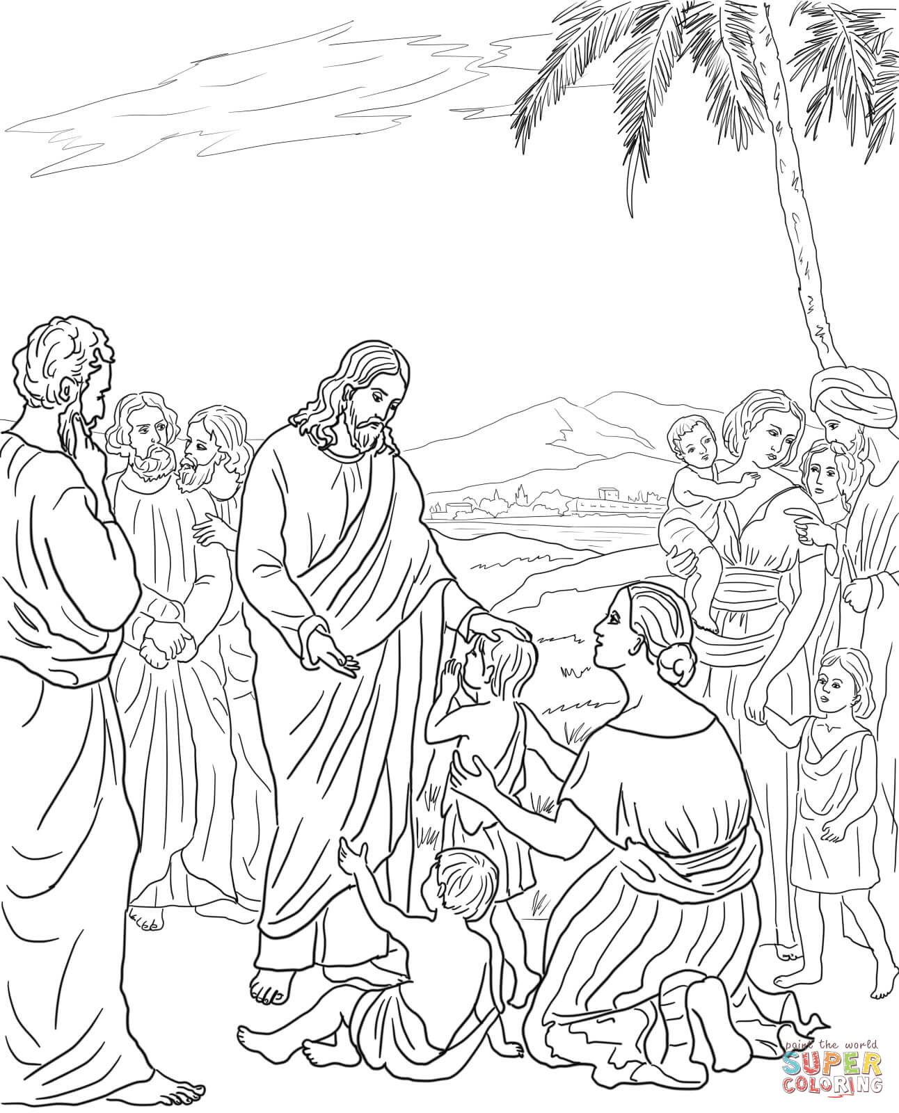 Jesus And The Children Coloring Pages
 Jesus With Little Children Coloring Page Coloring Home