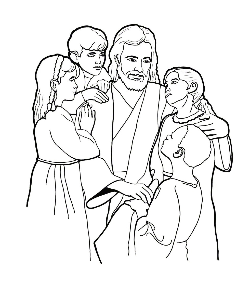 Jesus And The Children Coloring Pages
 Christ with Children Coloring Page
