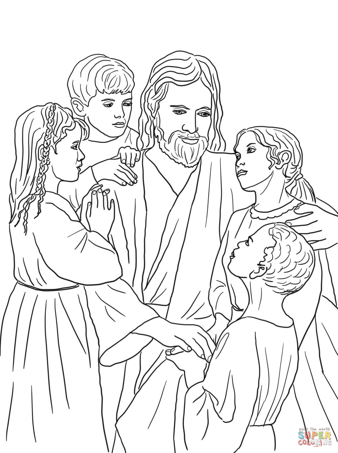 Jesus And The Children Coloring Pages
 Jesus Loves All the Children of the World coloring page
