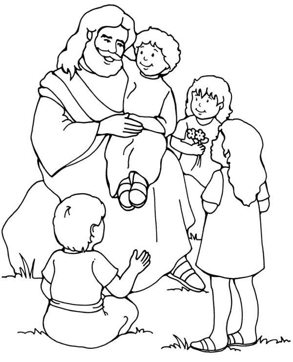 Jesus And The Children Coloring Pages
 Jesus Loves Me Jesus Love Me and the Other Children too