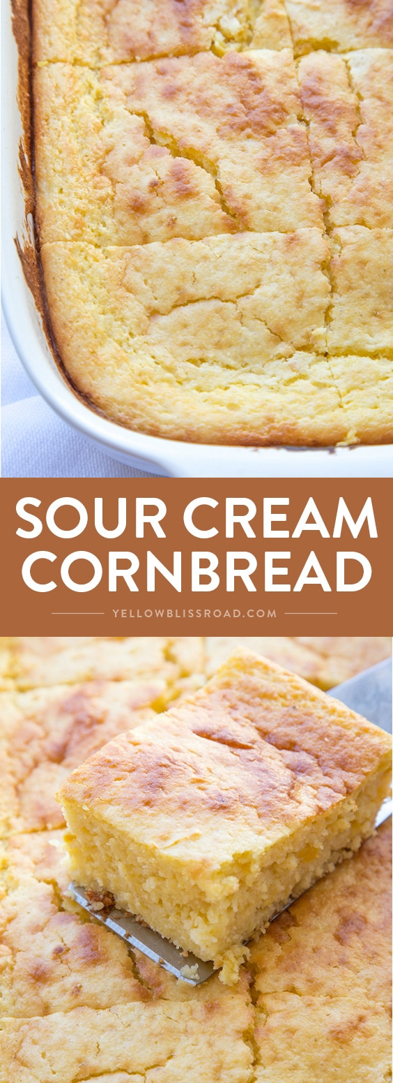 Jiffy Cornbread With Sour Cream
 jiffy cornbread with creamed corn in cast iron skillet