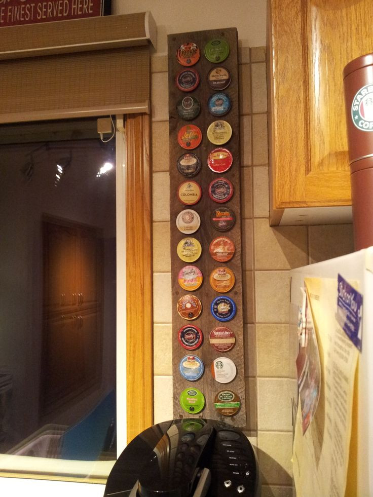 K Cup Organizer DIY
 K Cup Holder made from an old wooden pallet Holds 26 K