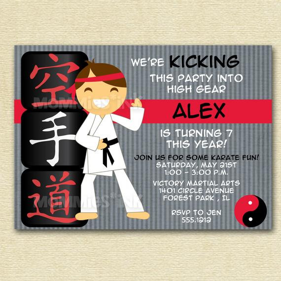 Karate Birthday Invitations
 Karate Boy or Girl Custom Birthday Invitation Tae by