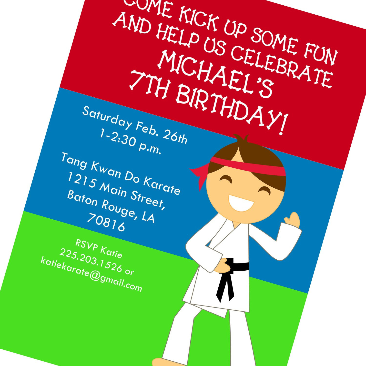 Karate Birthday Invitations
 Karate Party Birthday Invitation Printable by cardsbycarolyn