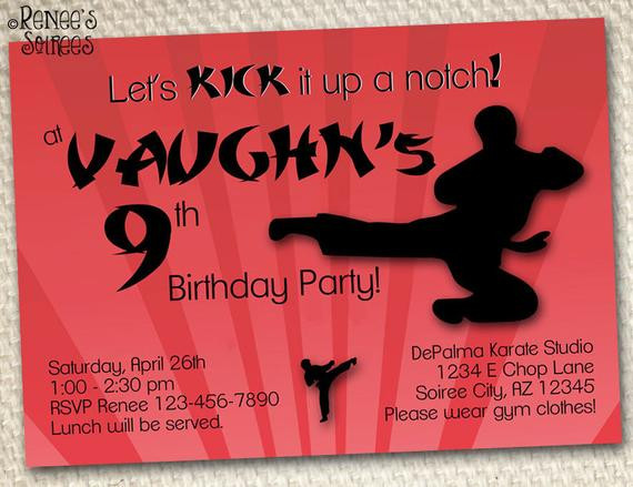 Karate Birthday Invitations
 Custom KARATE Birthday Invitation Boy or Girl by ReneesSoirees