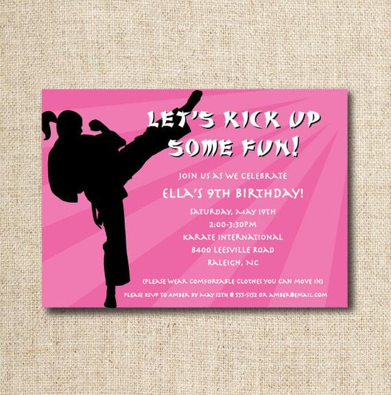 Karate Birthday Invitations
 Karate birthday party invitation custom printable file