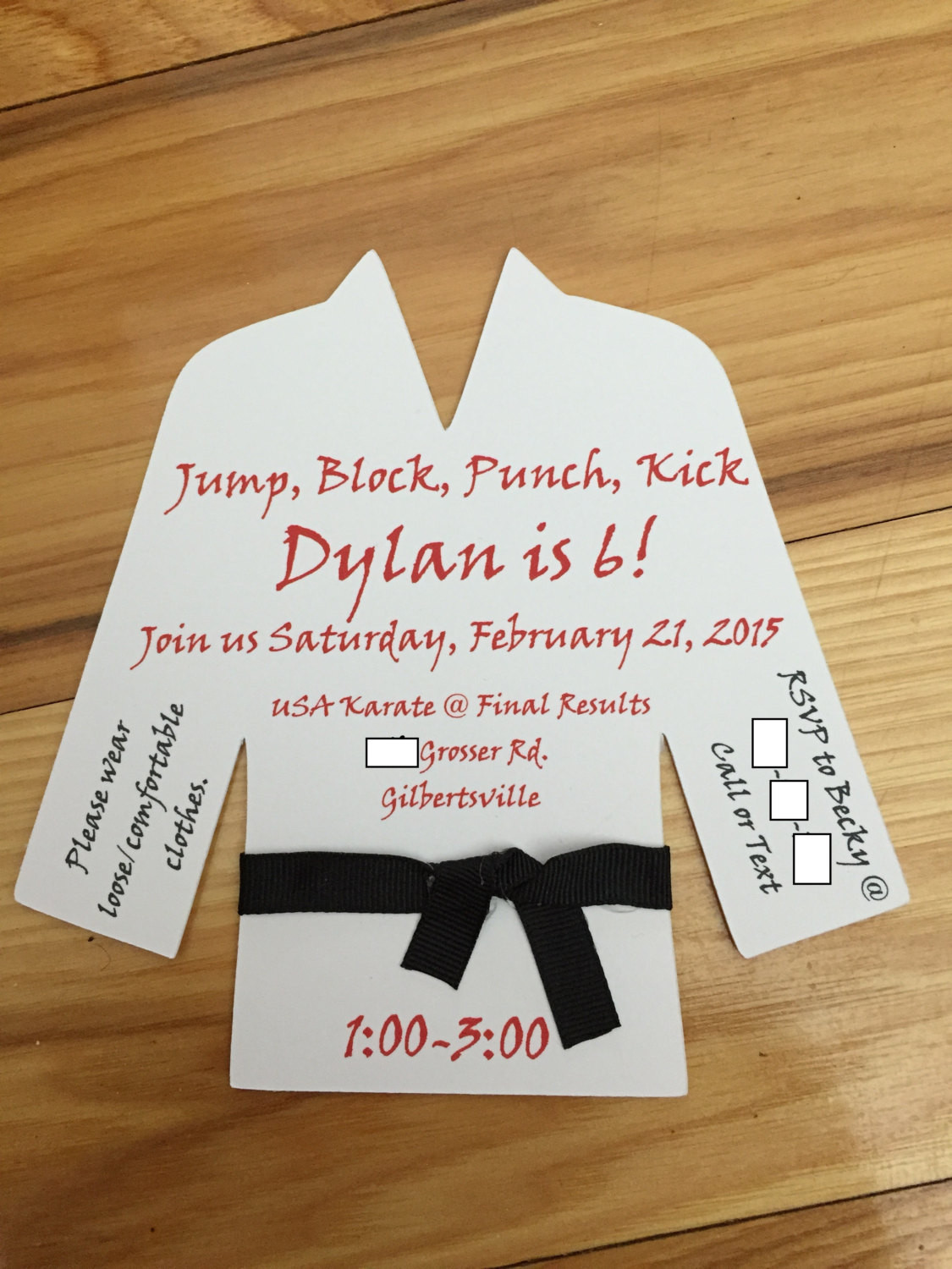 Karate Birthday Invitations
 Hand Made Karate Birthday Party Invitation by