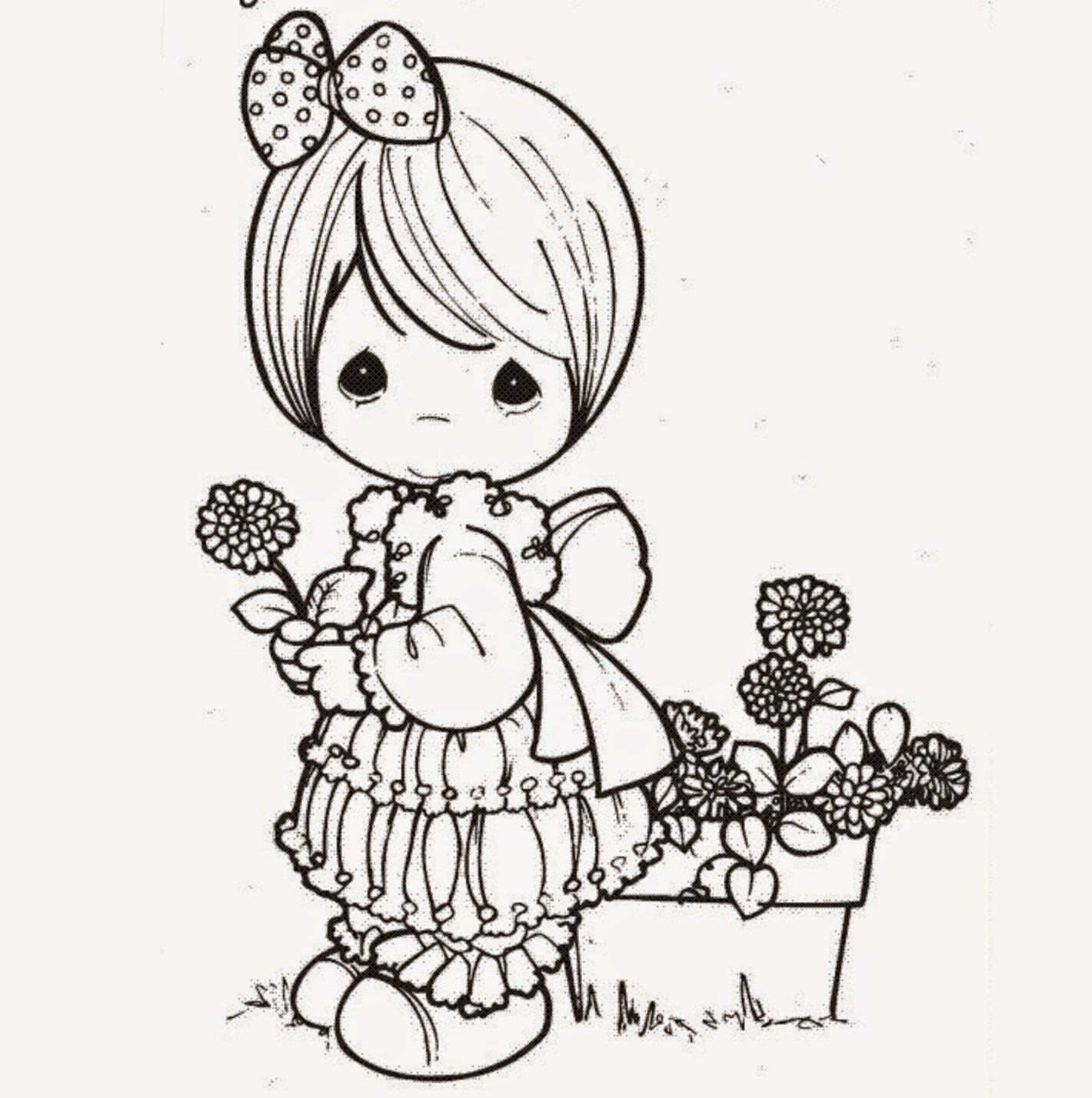 Kawaii Coloring Pages For Girls
 colours drawing wallpaper Beautiful Precious Moments Girl