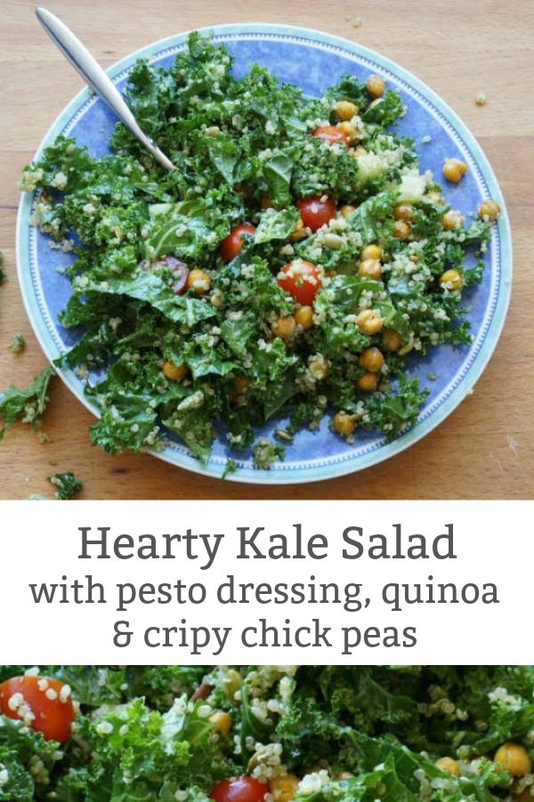 Kid Friendly Kale Recipes
 Kale Salad with Pesto Dressing and Crispy Chick Peas