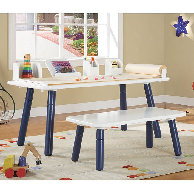Kids Art And Craft Tables
 3 Stages Kid s Art Table and Bench Set in White and Blue