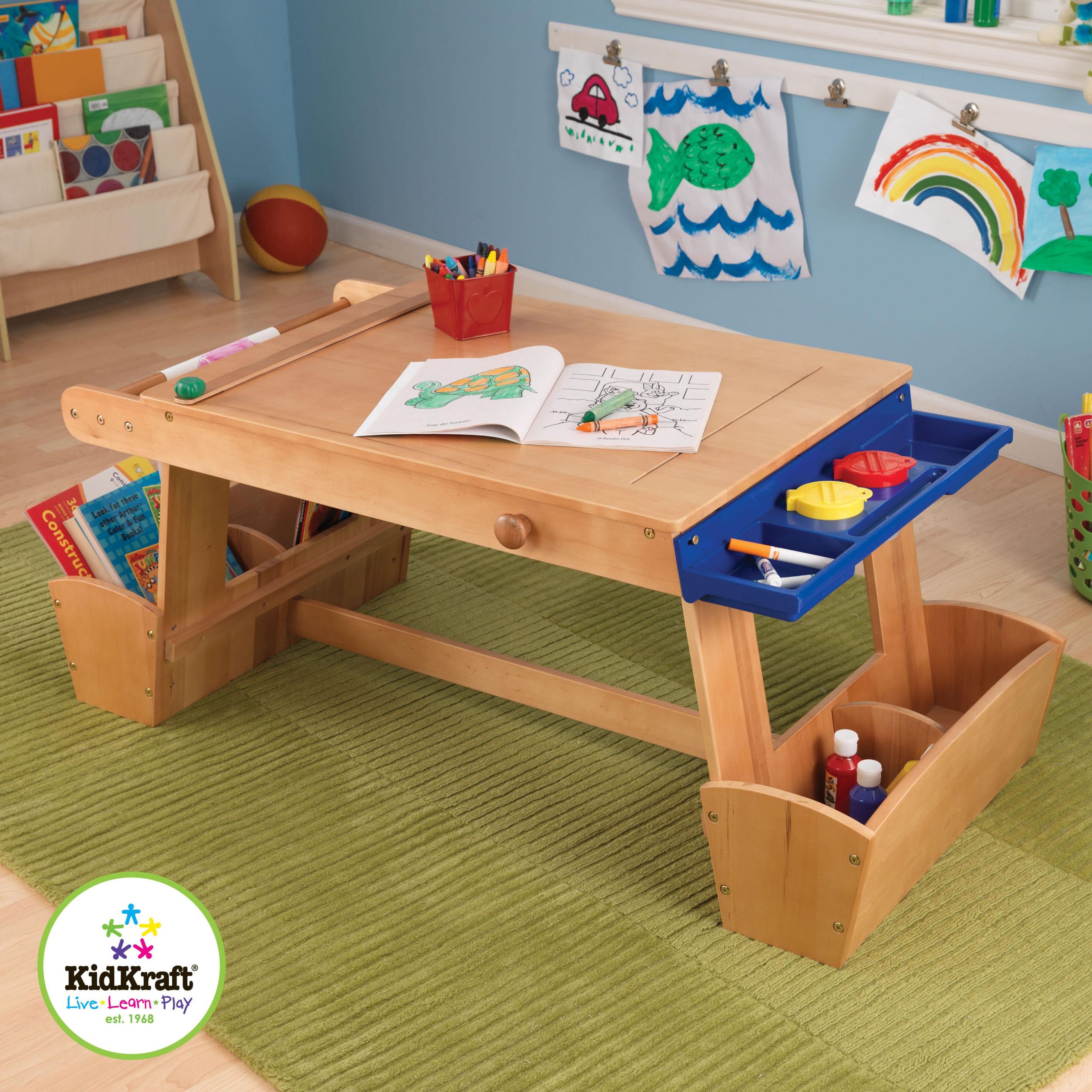 Kids Art And Craft Tables
 KidKraft Art Table with Drying Rack & Storage by OJ