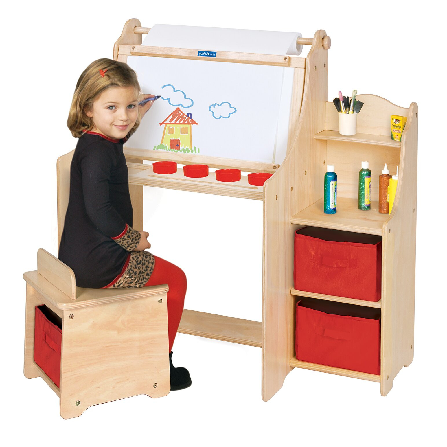 Kids Art Desk With Storage
 Guidecraft Art Equipment 36" W Art Desk Set with Storage
