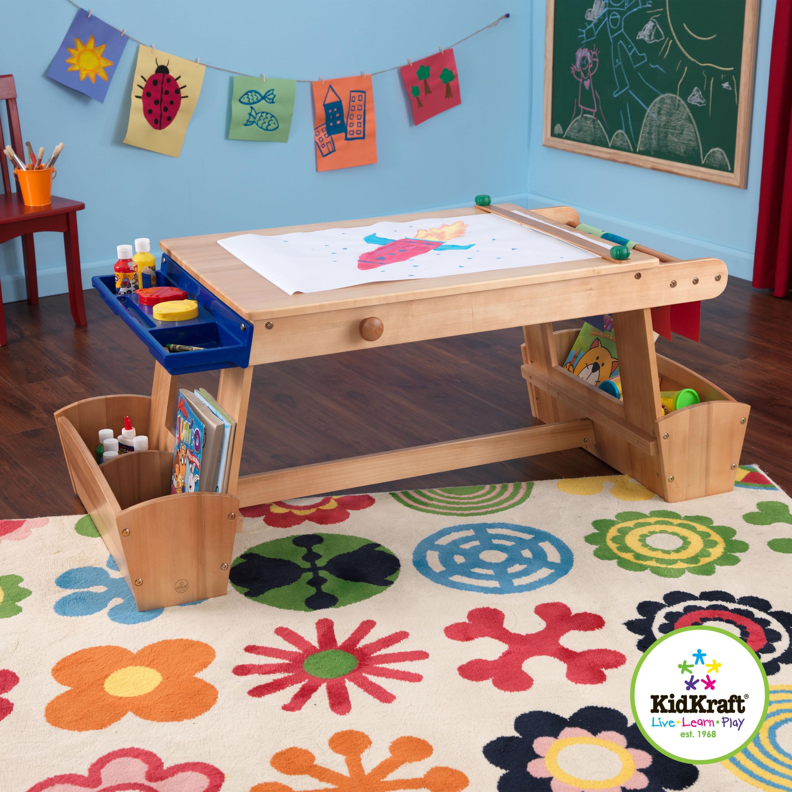 Kids Art Table
 Art Table With Drying Rack And Storage $154 99