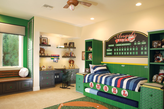 Kids Baseball Room
 Boys Baseball Themed Bedroom American Traditional Kids