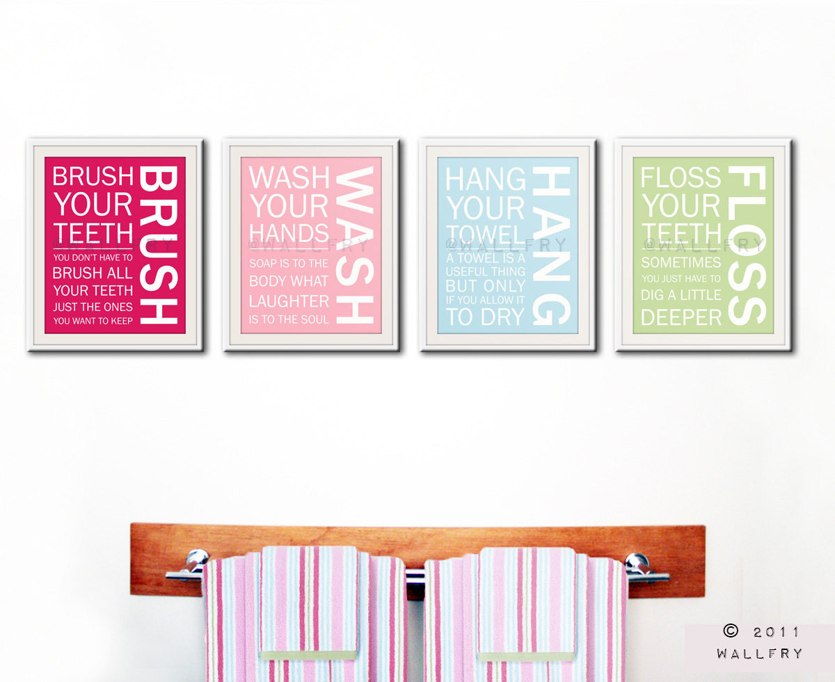 Kids Bathroom Art
 Bathroom art prints Bathroom Rules Kids bathroom wall