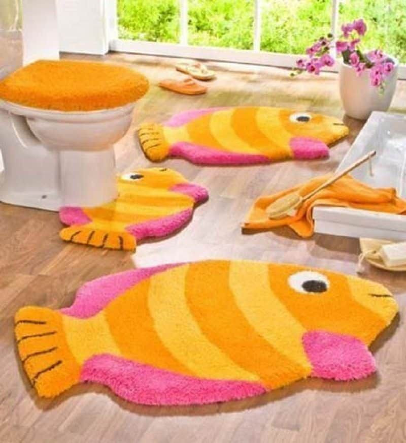Kids Bathroom Rugs
 5 Piece Bathroom Rug Sets Kids Colorful Orange Pink Fish