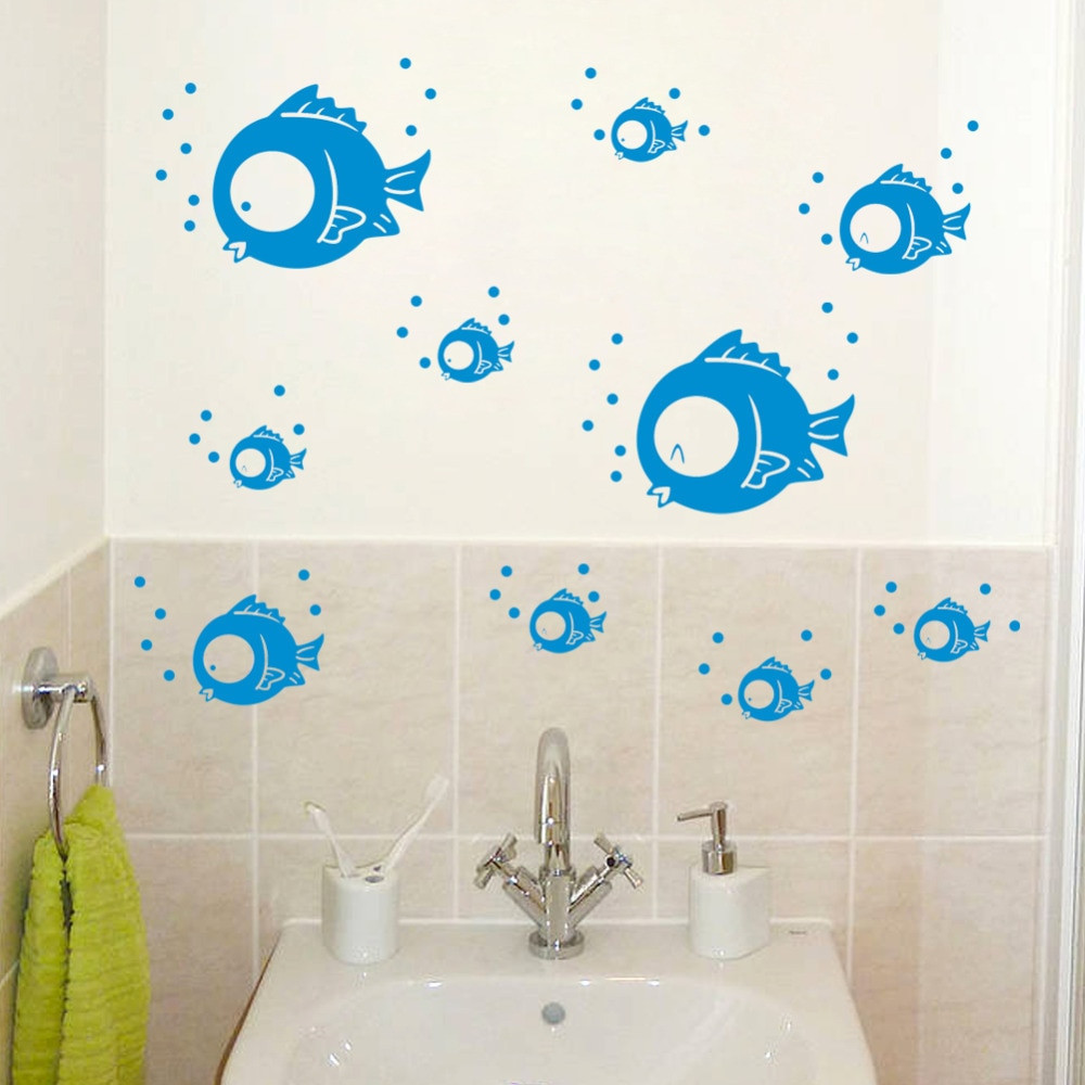 Kids Bathroom Wall Decor
 Eco Friendly Blue Small Fish Bubble Wall Stickers Bathroom