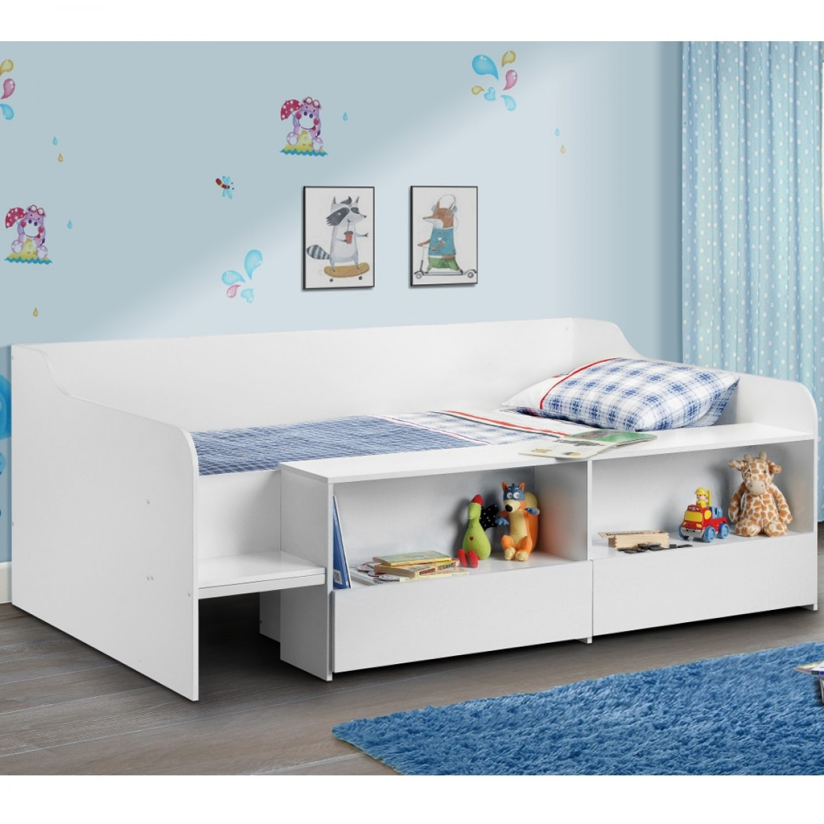 Kids Beds With Storage
 Stella White Wooden Kids Low Sleeper Cabin Storage Bed