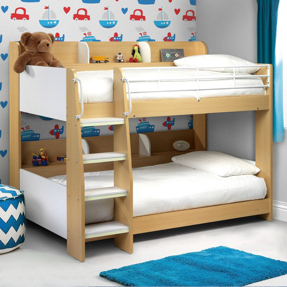 Kids Beds With Storage
 Domino Maple and White Finish Wooden and Metal Kids