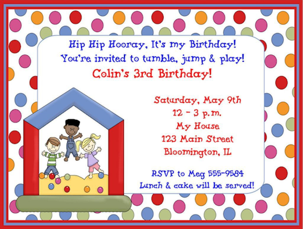 Kids Birthday Invitation Wording
 Free Printable Birthday Party Invitation Wording Example