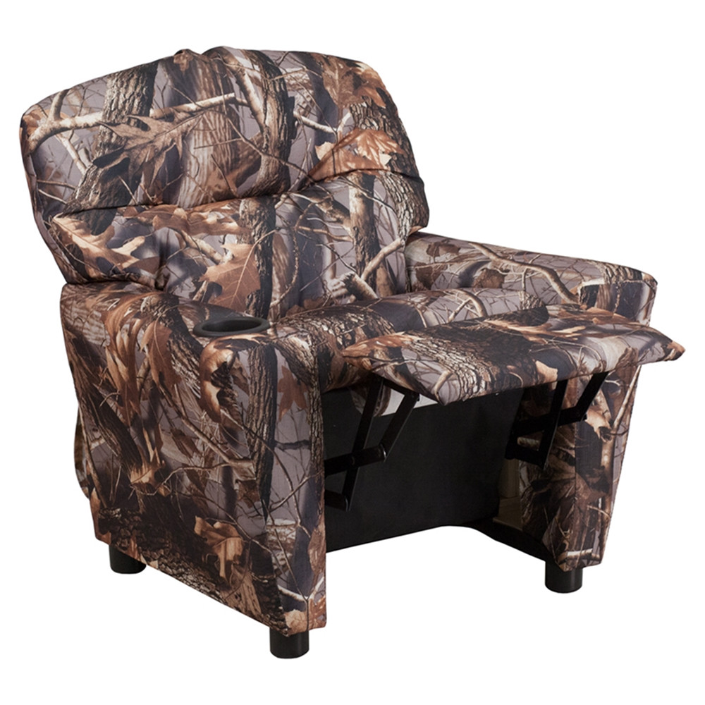 Kids Camo Chair
 Fabric Kids Recliner Chair Cup Holder Camouflaged