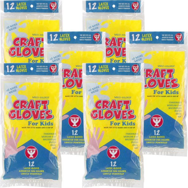 Kids Craft Gloves
 Hygloss Kids Craft Gloves Assorted Colors 12 Count