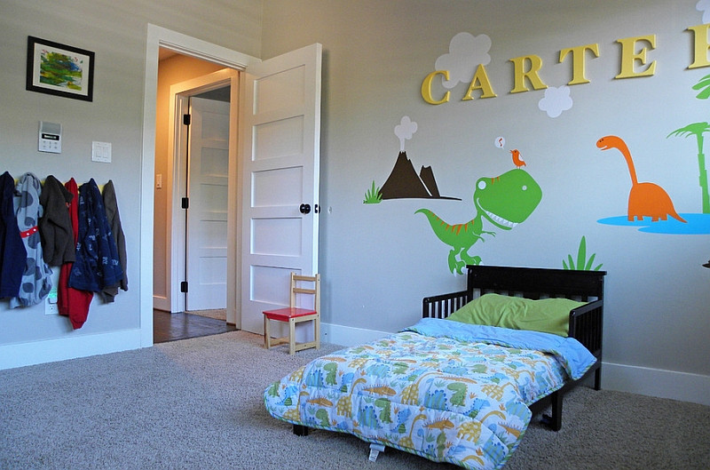 Kids Dinosaur Room
 Kids Bedrooms With Dinosaur Themed Wall Art And Murals