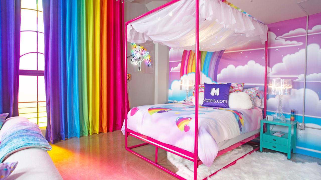 Kids Hotel Room
 This Lisa Frank hotel room is a time capsule for 90s cool