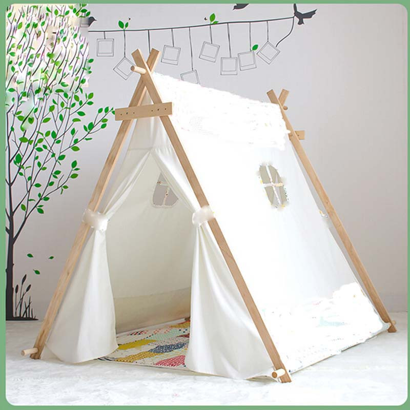 Kids Indoor Tent
 Lovely kid play tent white fabric teepee children bed tent