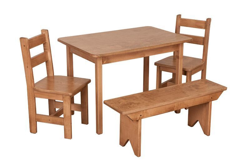 Kids Kitchen Table
 CHILD KITCHEN TABLE set Chairs Bench Oak HOMESCHOOL Wooden