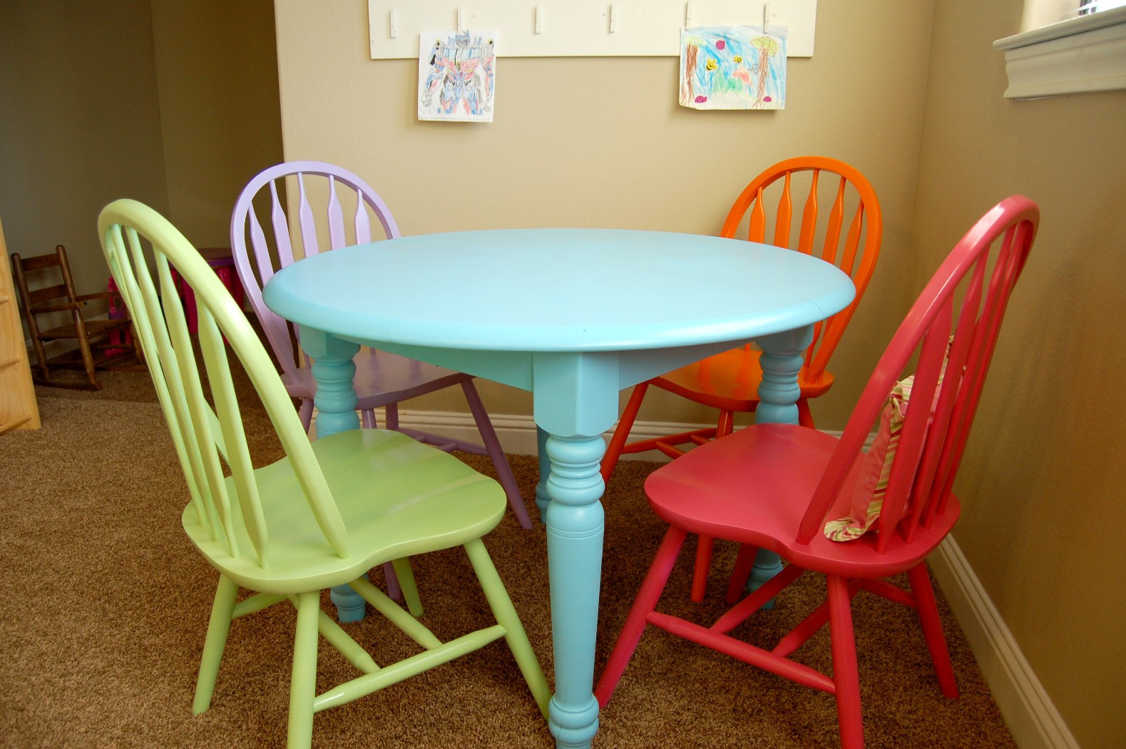 Kids Kitchen Table
 New Craft Table and Chairs for the Playroom Scattered