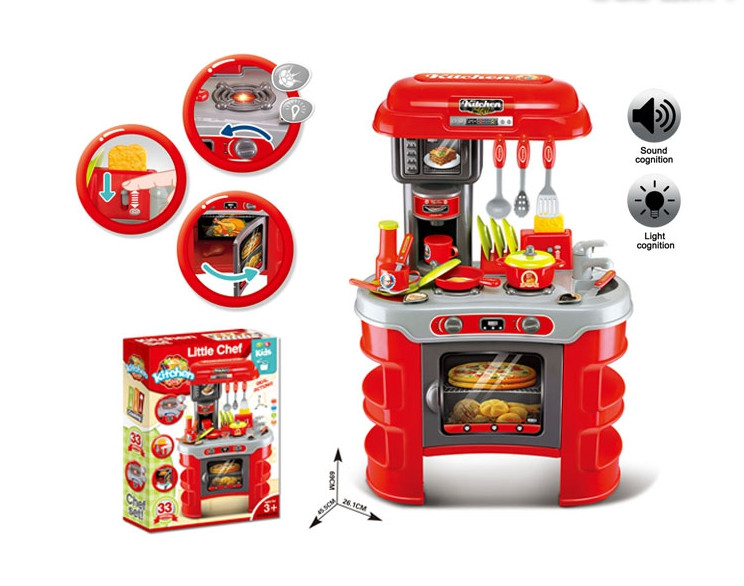 Kids Kitchen Table
 Kitchen Set RED with music and light Cooking Toys Little