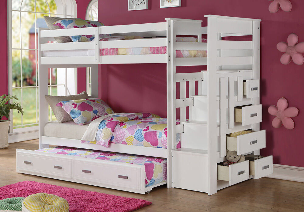 Kids Loft Bed With Storage
 Allentown Youth Kids Twin Bunk Bed Storage Stairway