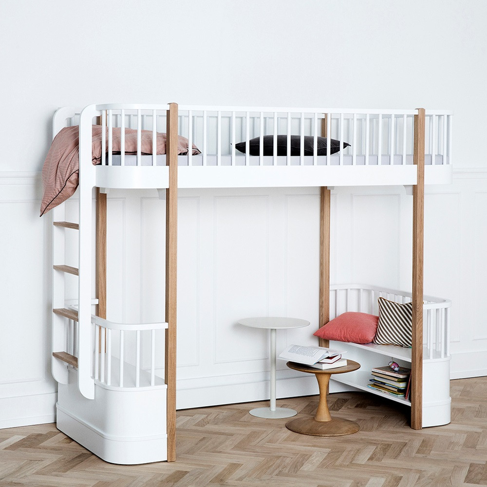 Kids Loft Bed With Storage
 Childrens Luxury High Loft Bed In White & Oak With Storage