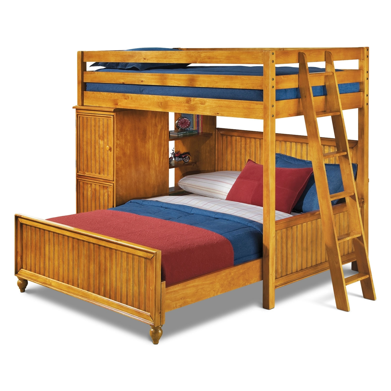 Kids Loft Bedroom Set
 Colorworks Loft Bed with Full Bed Honey Pine