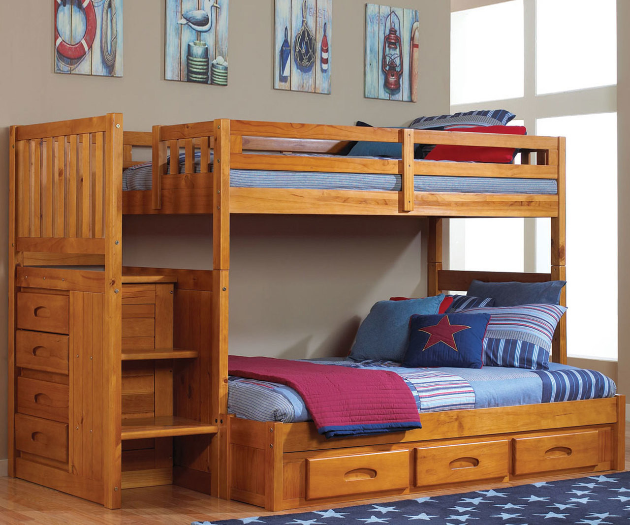 Kids Loft Bedroom Set
 Buy Honey collection Mission Kids Bunk Beds with Stairs