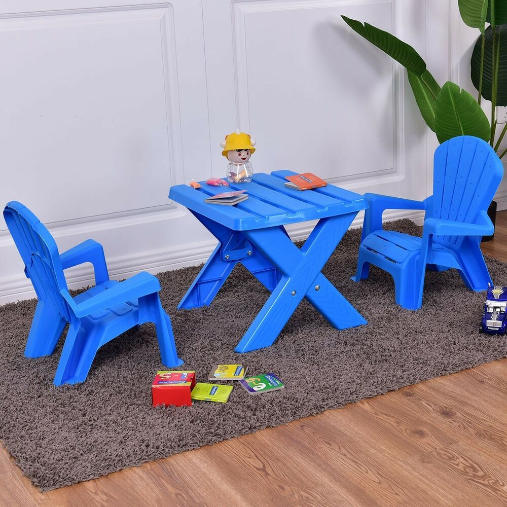 Kids Outdoor Chairs
 3PCS Plastic Table & Chair Set Children Kids Play