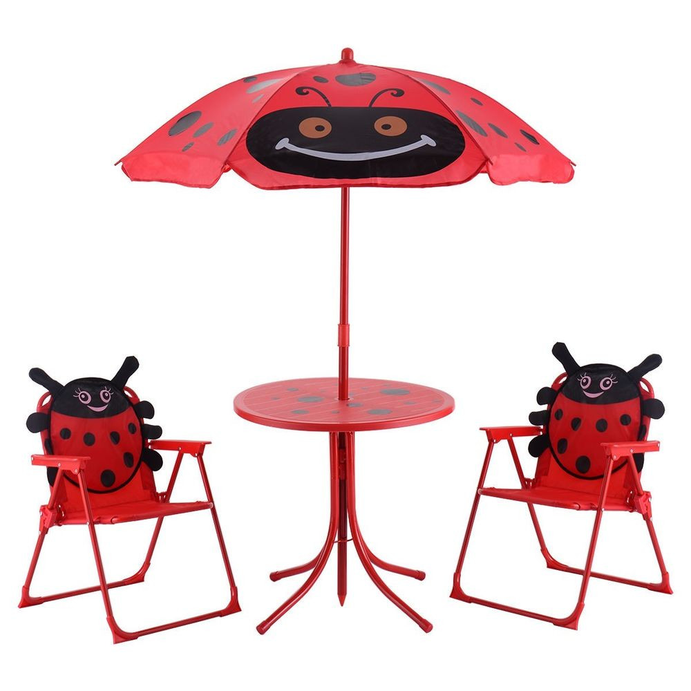 Kids Outdoor Chairs
 Kids Patio Set Table And 2 Folding Chairs w Umbrella