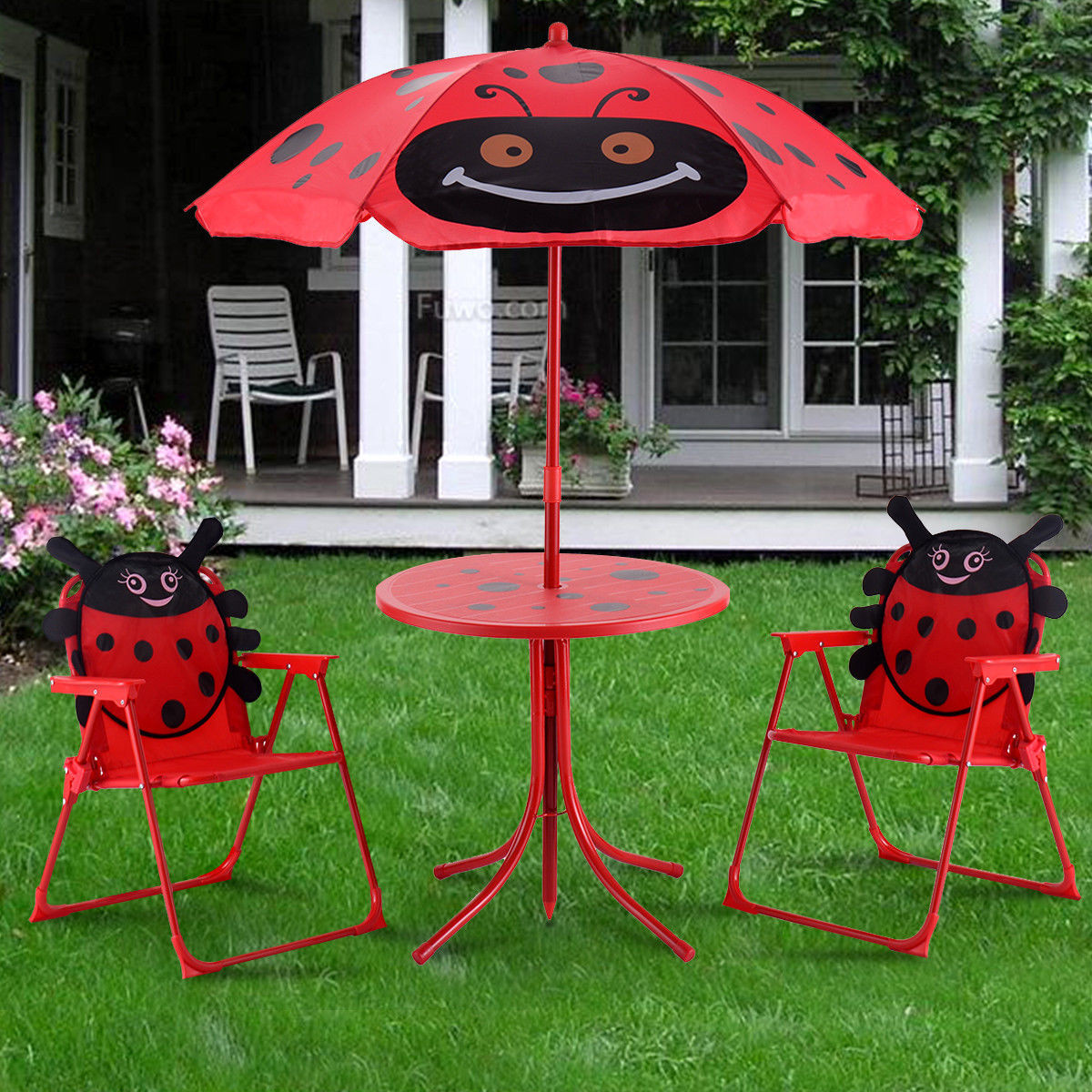 Kids Outdoor Patio Set
 Kids Patio Set Foldable Outdoor Garden Ladybug Table