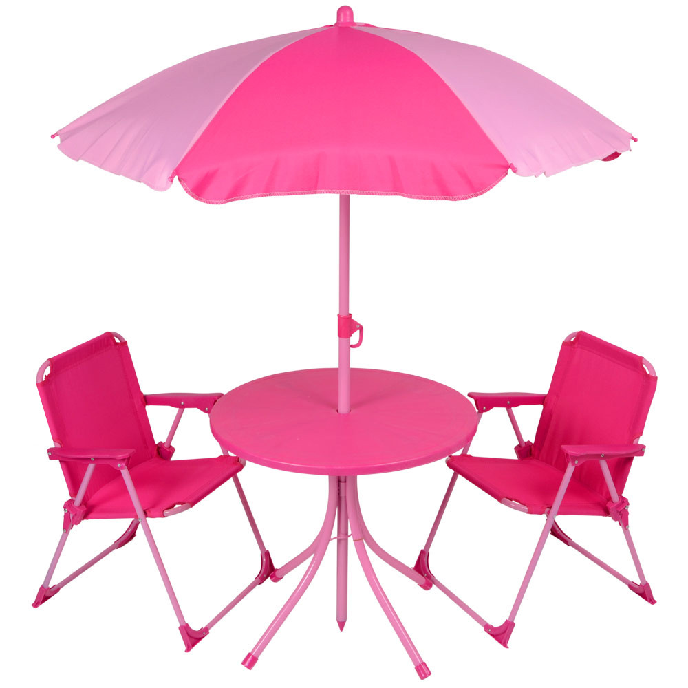 Kids Outdoor Patio Set
 Kids 4pc Garden Patio Furniture Set Pink Table Parasol