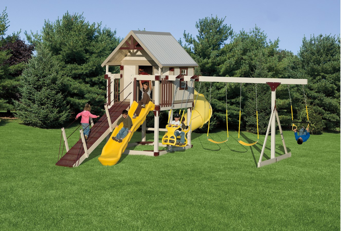 Kids Outdoor Playground Sets
 Kid s Swing Sets Vinyl Playsets & Swing Sets
