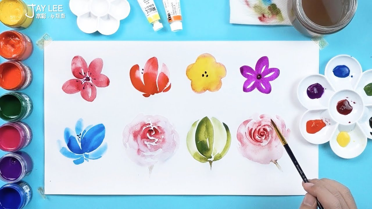 Kids Painting Tutorial
 How to Paint 8 Flowers Drawing and Coloring Learn Colors