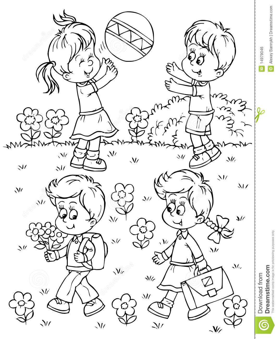 Kids Playing Coloring Pages
 Playing children stock illustration Illustration of