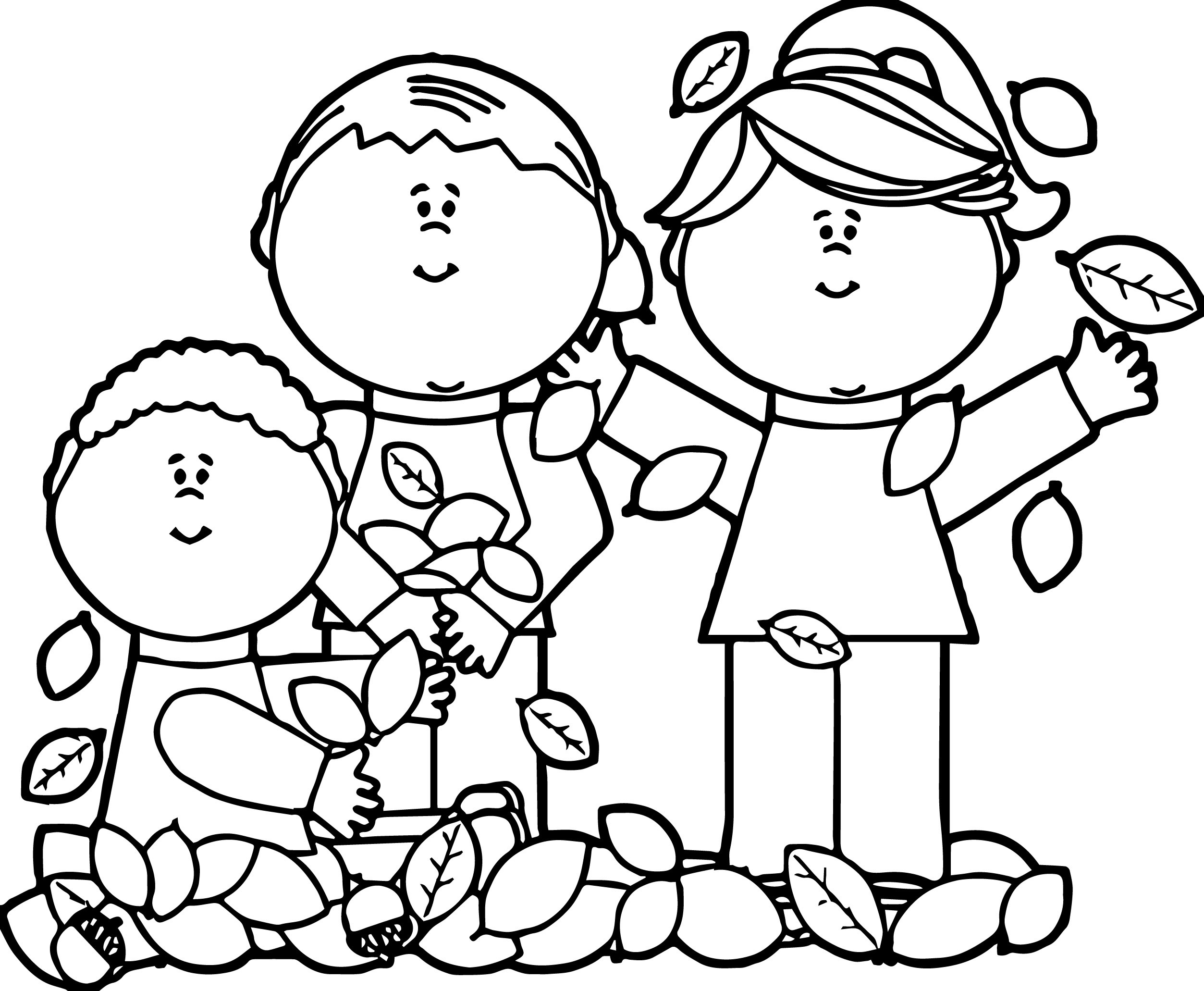 Kids Playing Coloring Pages
 Kids Playing In Leaves Coloring Page