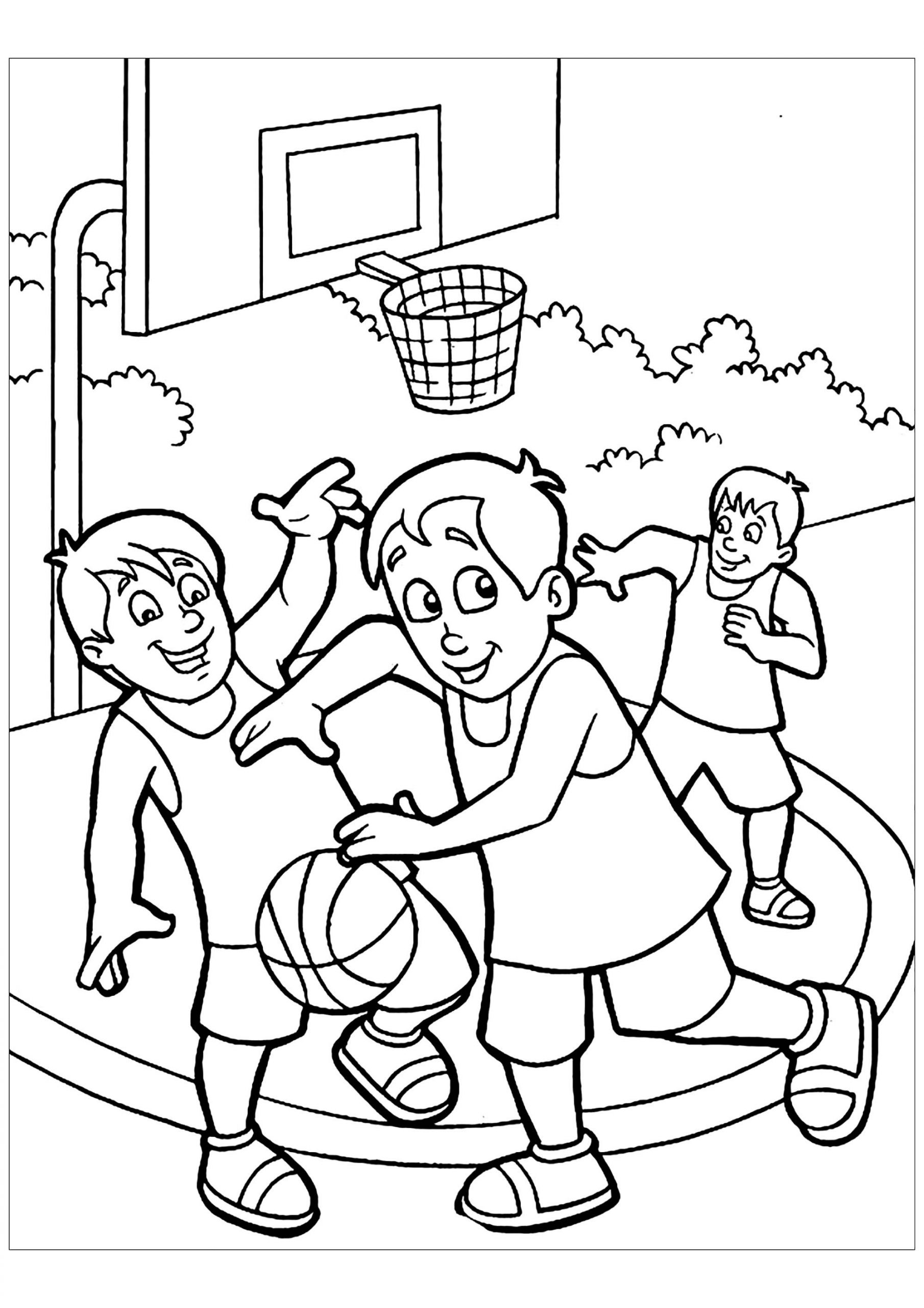 Kids Playing Coloring Pages
 Basketball free to color for kids Basketball Kids