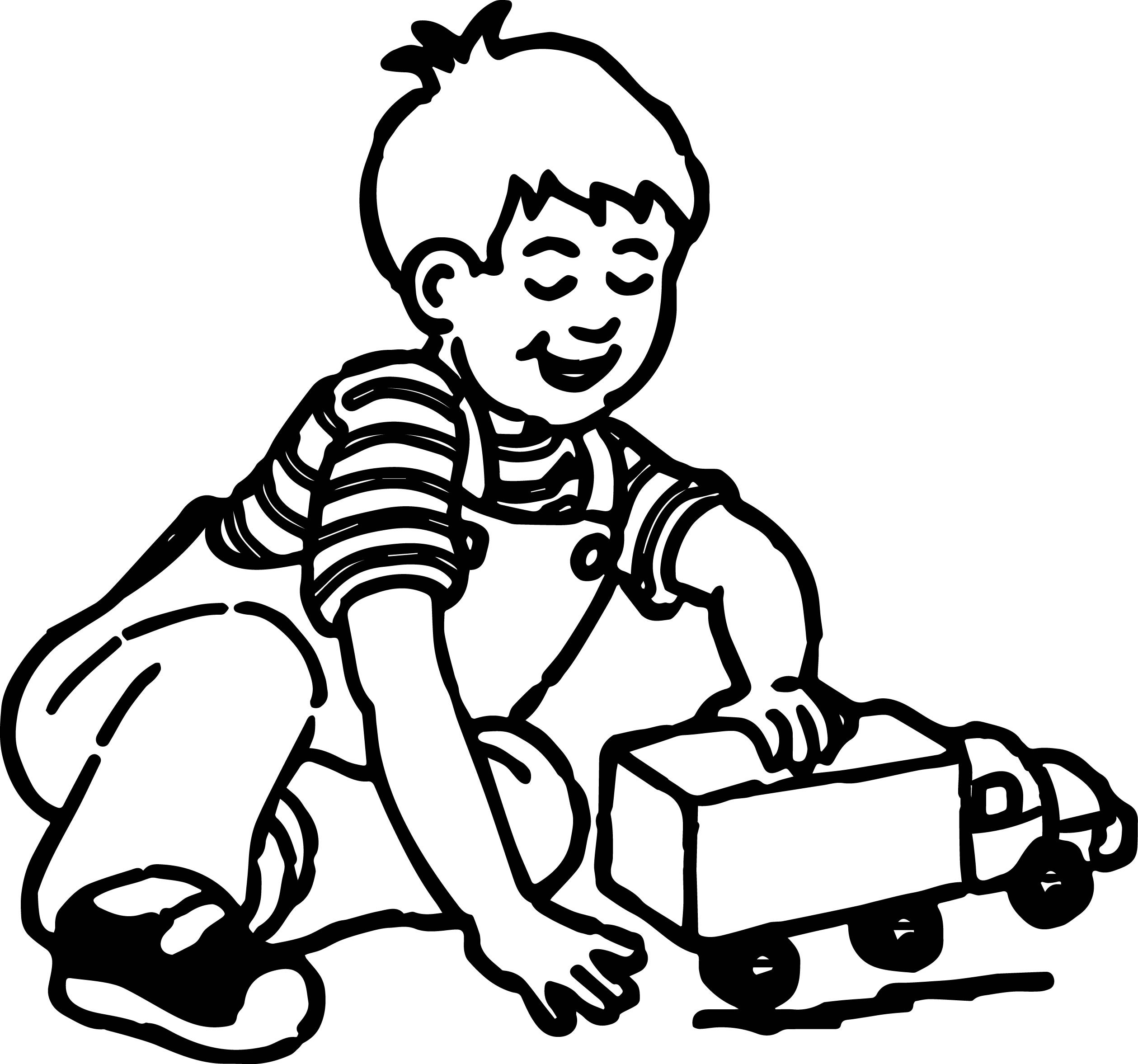 Kids Playing Coloring Pages
 Kids Playing Truck Coloring Page