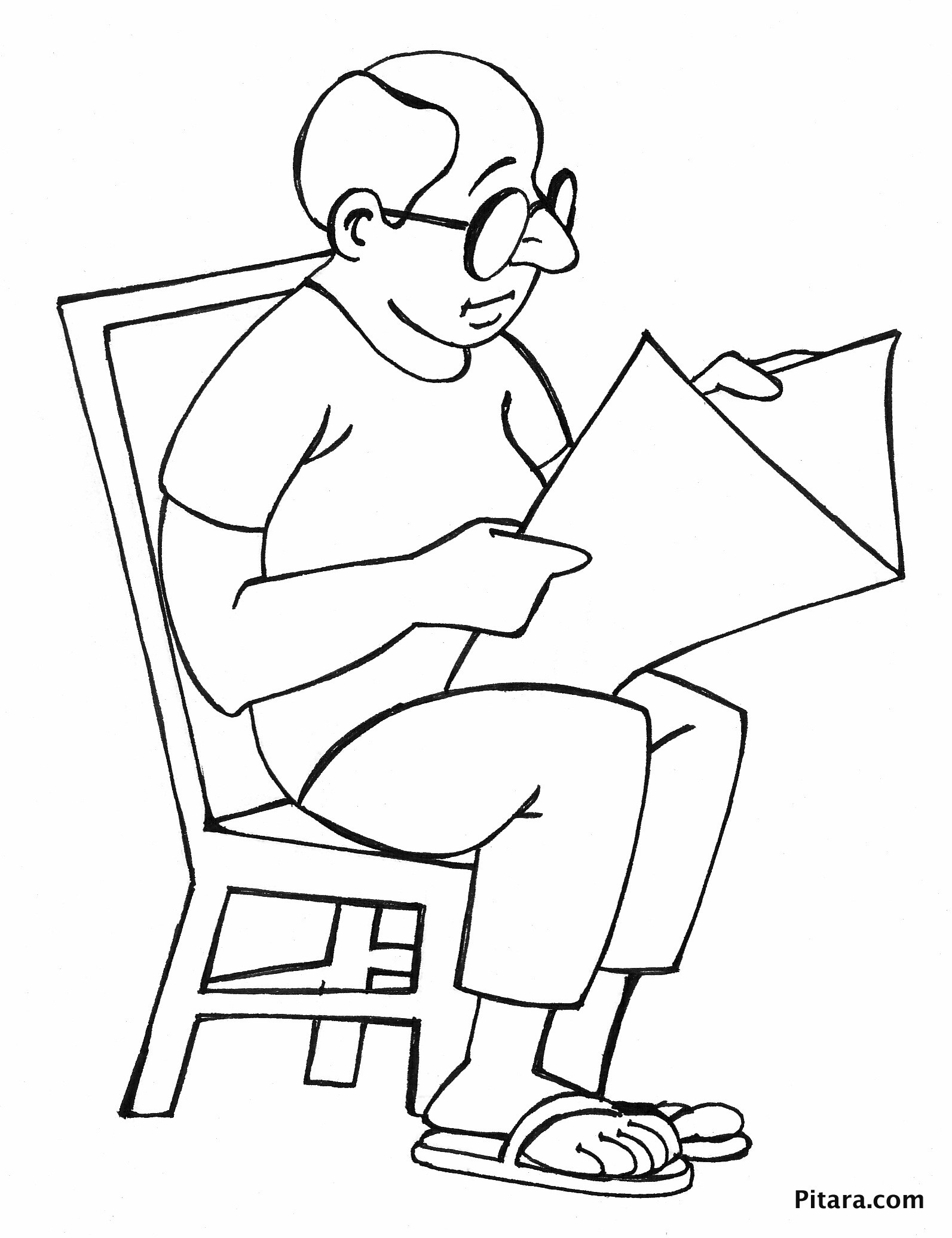 Kids Reading Coloring Pages
 Reading newspaper – Coloring page – Pitara Kids Network